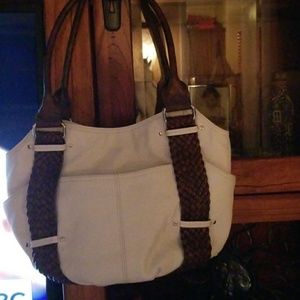 Genuine leather bucket handbag